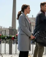 Lacey Chabert Christmas in Rome Grey Coat | Trendy Leather Jackets