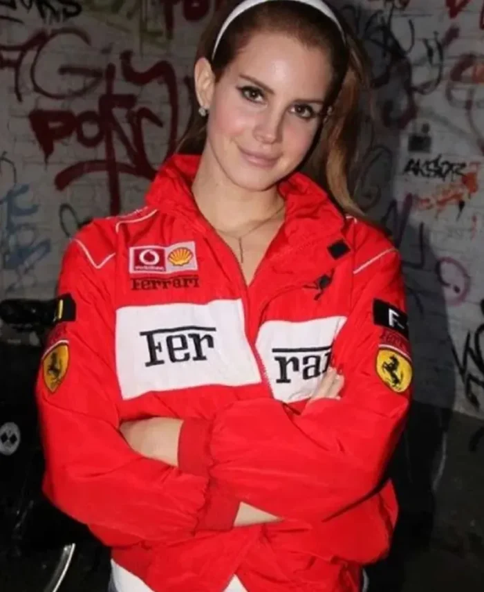 Lana Del Rey Red Formula 1 Ferrari Bomber Jacket | Trendy Leather Jackets
