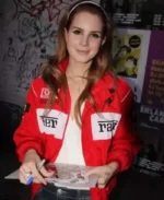 Lana Del Rey Red Formula 1 Ferrari Bomber Jacket | Trendy Leather Jackets
