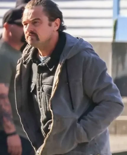 Leonardo DiCaprio L A 2024 Grey Cotton Hooded Jacket | Trendy Leather Jackets