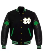 Letterman Notre Dame Fighting Irish Black Varsity Jacket | Trendy Leather Jackets