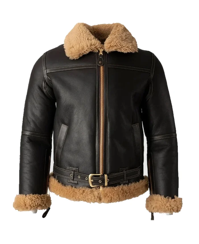 Lewis Battle SF Bomber Shearling Fur Jacket | Trendy Leather Jackets