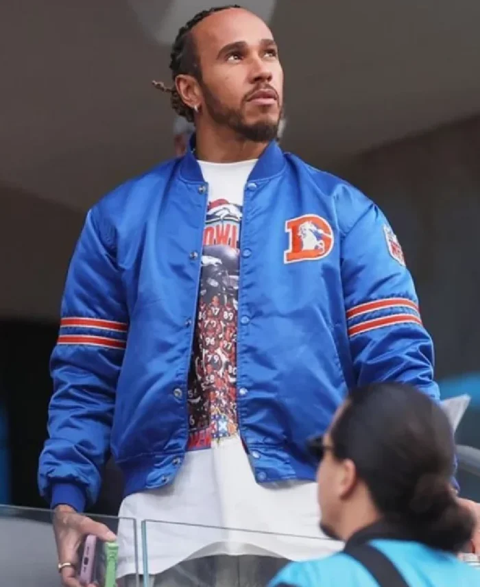 Lewis Hamilton Broncos Starter Varsity Satin Jacket | Trendy Leather Jackets