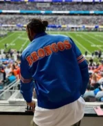 Lewis Hamilton Broncos Starter Varsity Satin Jacket | Trendy Leather Jackets