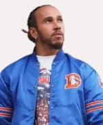 Lewis Hamilton Broncos Starter Varsity Satin Jacket | Trendy Leather Jackets