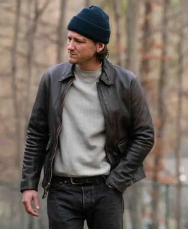 Lewis Pullman Riff Raff Dark Brown Leather Jacket | Trendy Leather Jackets