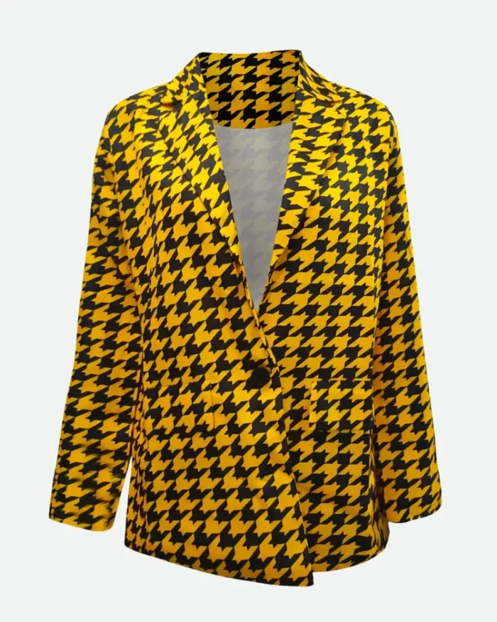 Lily Collins Emily In Paris Yellow Plaid Blazer | Trendy Leather Jackets