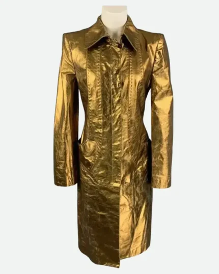 Lily Emily In Paris S03 Golden Coat | Trendy Leather Jackets