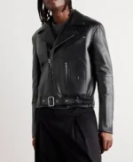 Loewe Logo Embossed Biker Leather Jacket | Trendy Leather Jackets