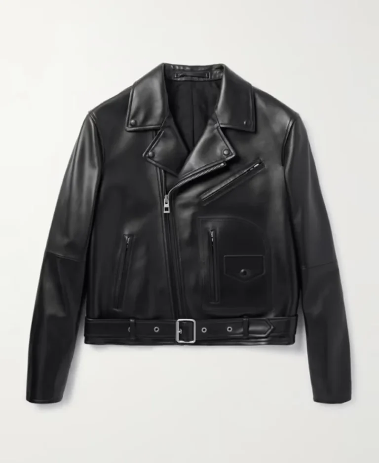 Loewe Logo Embossed Biker Leather Jacket | Trendy Leather Jackets