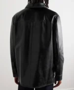 Loewe Logo Embossed Distressed Black Leather Jacket | Trendy Leather Jackets