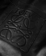 Loewe Logo Embossed Distressed Black Leather Jacket | Trendy Leather Jackets