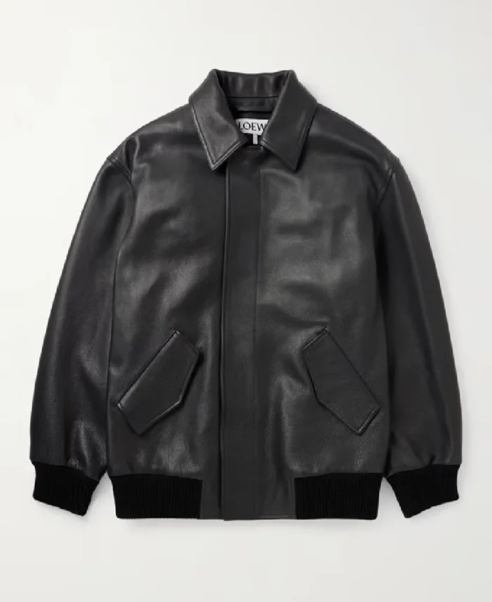Loewe Textured Bomber Leather Jacket | Trendy Leather Jackets