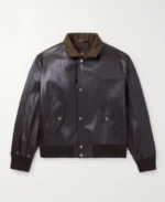 Loro Piana Johnie Bomber Brown Leather Jacket | Trendy Leather Jackets