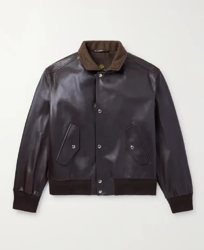 Loro Piana Johnie Bomber Brown Leather Jacket | Trendy Leather Jackets