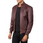 Maroon Moda Leather Bomber Jacket - TLJ