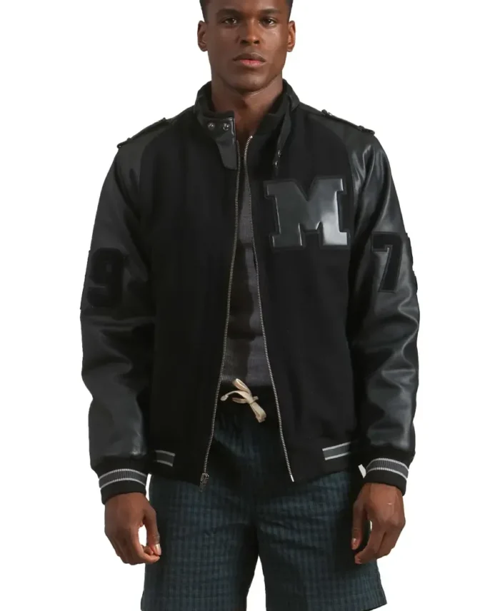 Members Only 1975 Black Varsity Jacket | Trendy Leather Jackets