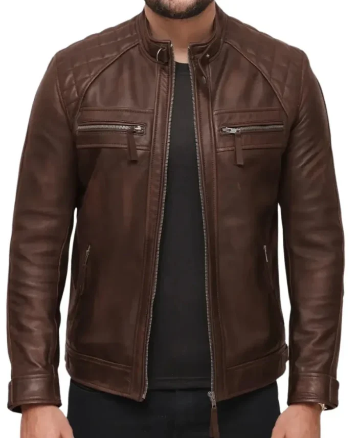 Men’s Lambskin Chocolate Brown Biker Leather Jacket | Trendy Leather Jackets