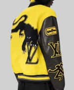 Men’s LV Yellow Letterman Varsity Jacket | Trendy Leather Jackets