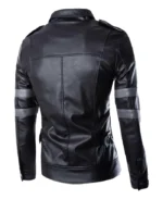 Men’s Raven Black With Gray Stripes Leather Jacket | Trendy Leather Jackets