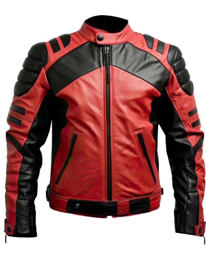 Men’s Red Black Sheepskin Biker Racer | Trendy Leather Jackets