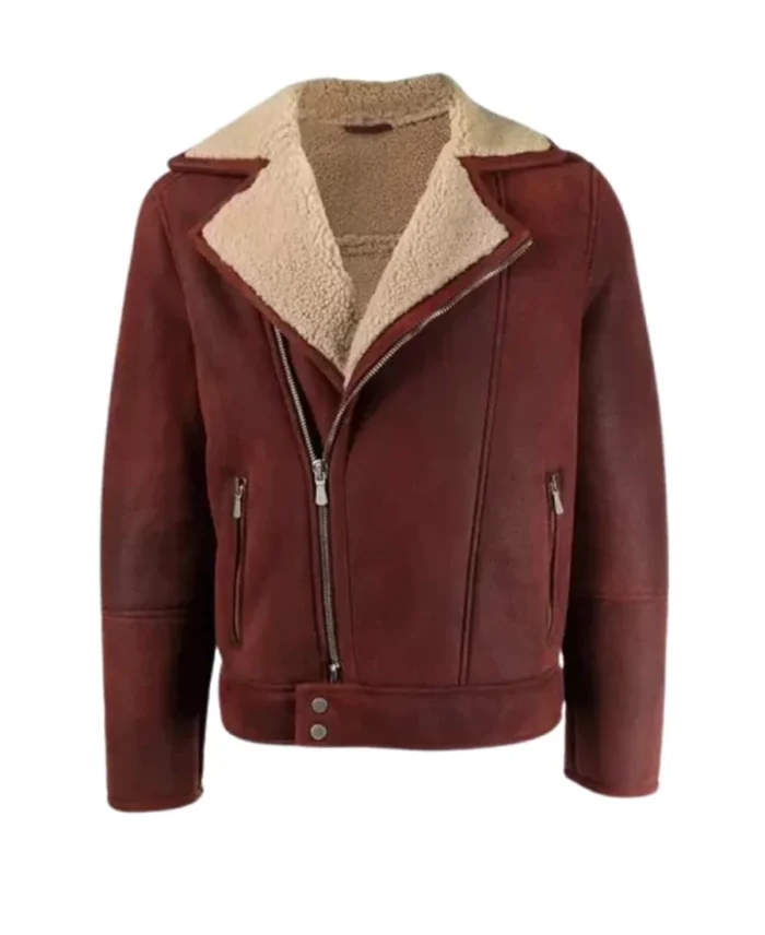 Men’s Shearling Burgundy Leather Jacket | Trendy Leather Jackets