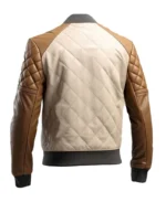 Men's Beige Sheepskin Diamond Quilted Bomber Jacket | Trendy Leather Jackets