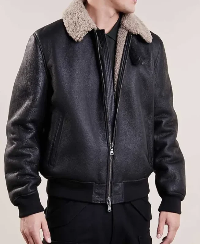 Men's Black Aviator Bomber Leather Jacket | Trendy Leather Jackets