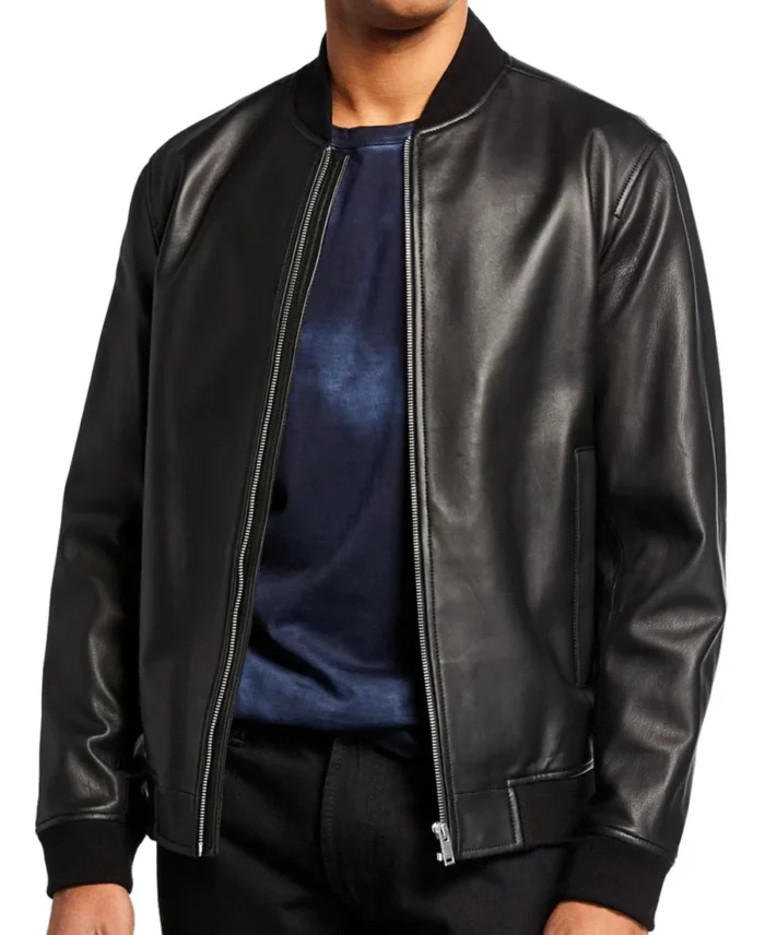Men's Black Bomber Leather Jacket | Trendy Leather Jackets