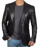 Men's Black Leather Blazer Jacket | Trendy Leather Jackets