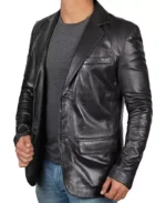 Men's Black Leather Blazer Jacket | Trendy Leather Jackets