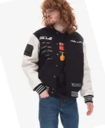 Men's Black Pleasures Unkle Varsity Jacket | Trendy Leather Jackets