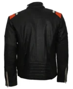 Mens Cafe Racer Striped Black Retro Biker Jacket | Trendy Leather Jackets