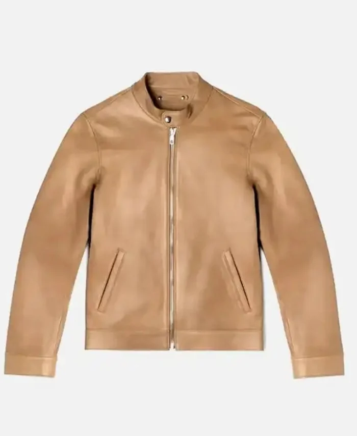 Men's Cafe Racer Tan Leather Jacket | Trendy Leather Jackets