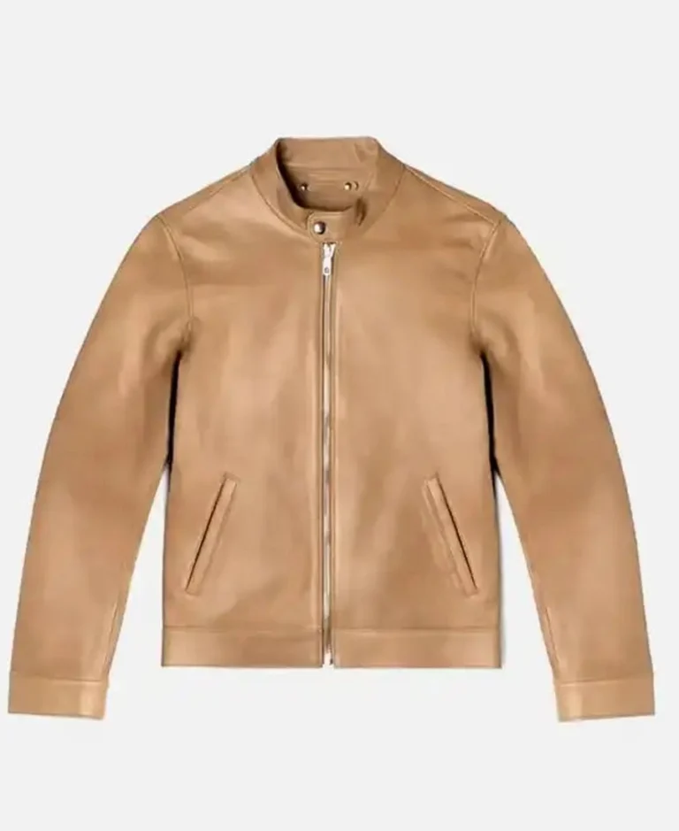 Men's Cafe Racer Tan Leather Jacket | Trendy Leather Jackets