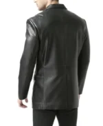 Men's Classic Two Button Black Leather Blazer Jacket | Trendy Leather Jackets