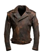 Mens Distressed Coat Zipper Collar Lapel Leather Jackets | Trendy Leather Jackets