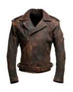Mens Distressed Coat Zipper Collar Lapel Leather Jackets | Trendy Leather Jackets