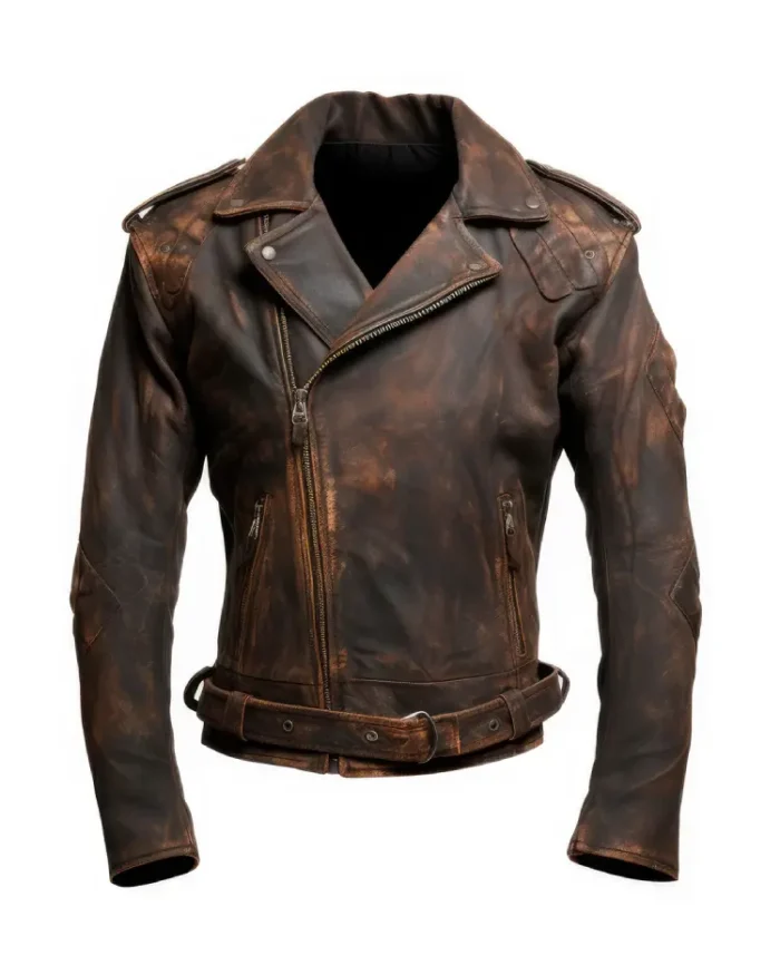 Mens Distressed Coat Zipper Collar Lapel Leather Jackets | Trendy Leather Jackets