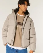 Men's Faux Fur-Lined Puffer Jacket | Trendy Leather Jackets