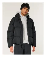 Men's Faux Fur-Lined Puffer Jacket | Trendy Leather Jackets