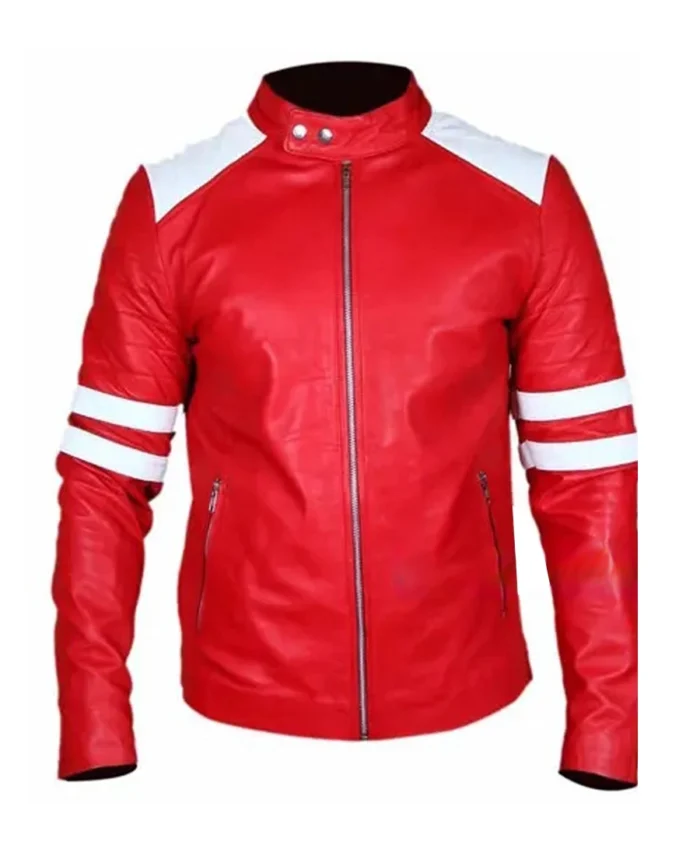 Men's Flaming Red Racer Leather Jacket | Trendy Leather Jackets
