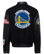 Men's Golden State Warriors Wool And Leather Varsity Jacket | Trendy Leather Jackets