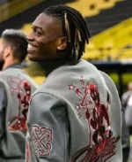 Men's Grey AC Milan Varsity Jacket | Trendy Leather Jackets