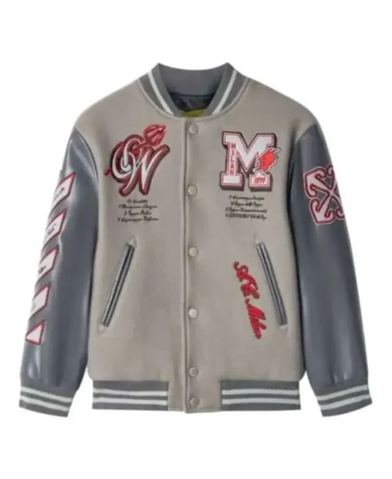 Men's Grey AC Milan Varsity Jacket | Trendy Leather Jackets