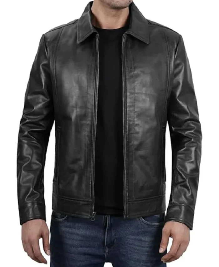 Men's John Black Biker Leather Jacket | Trendy Leather Jackets