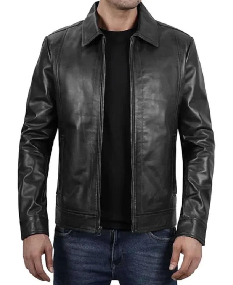 Men's John Black Biker Leather Jacket | Trendy Leather Jackets