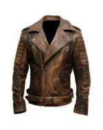 Mens Motorcycle Distressed Coat Zipper Leather Jackets | Trendy Leather Jackets