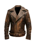 Mens Motorcycle Distressed Coat Zipper Leather Jackets | Trendy Leather Jackets