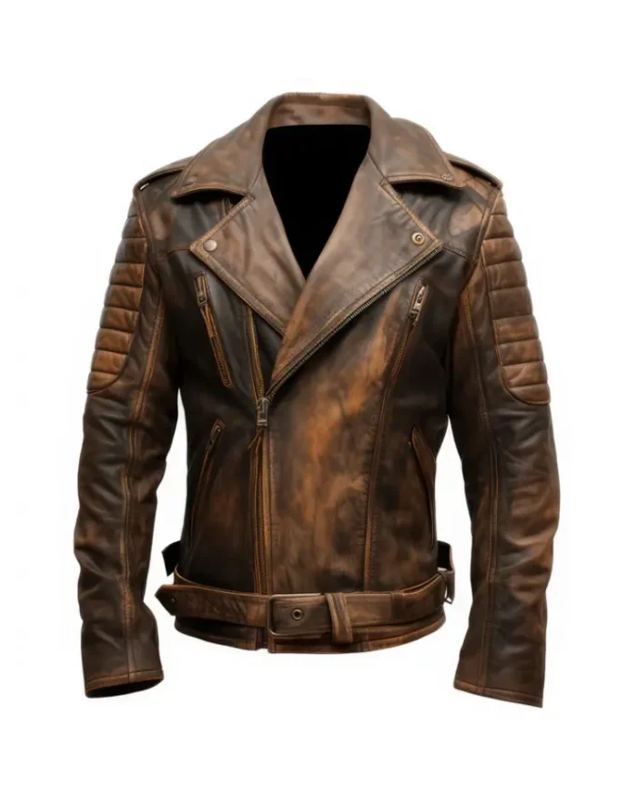 Mens Motorcycle Distressed Coat Zipper Leather Jackets | Trendy Leather Jackets